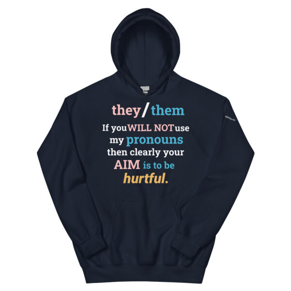 They/Them pronouns trans Hoodie in Navy Blue