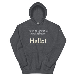 How to Greet A Blind Hoodie in Heather Gray.