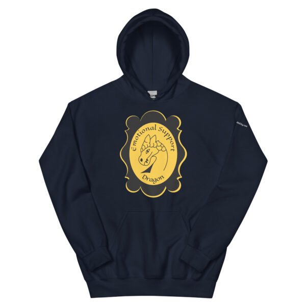 Emotional Support Dragon Gold Hoodie in Navy Blue.