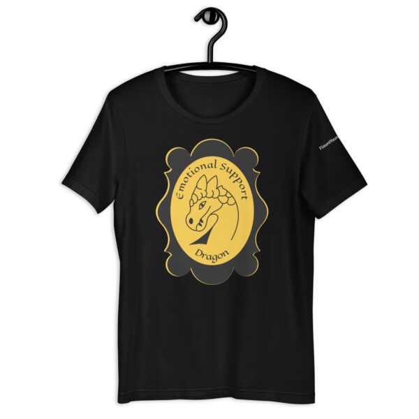 Emotional Support Dragon Gold t-shirt in Black.