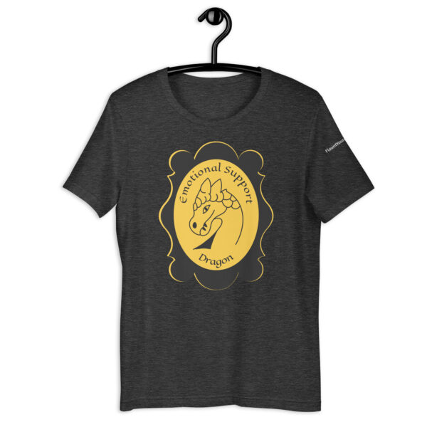 Emotional Support Dragon Gold t-shirt in Heather Gray.